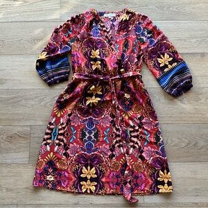 LOFT Floral Print V-Neck Blouse in Red, Purple, Pink, Blue